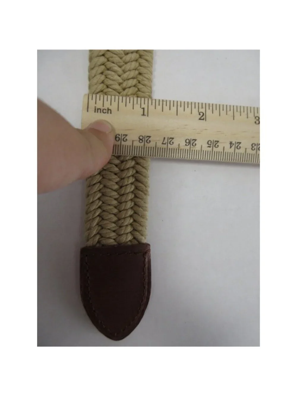 VGT Polo Ralph Lauren Belt 42 Braided Rope Silver Buckle Leather Trim